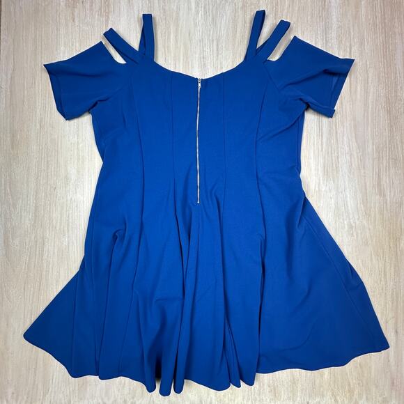 Lane Bryant Royal Blue Off Shoulder Strappy Fit & Flare Sweetheart Neck Dress 24 - Picture 6 of 15